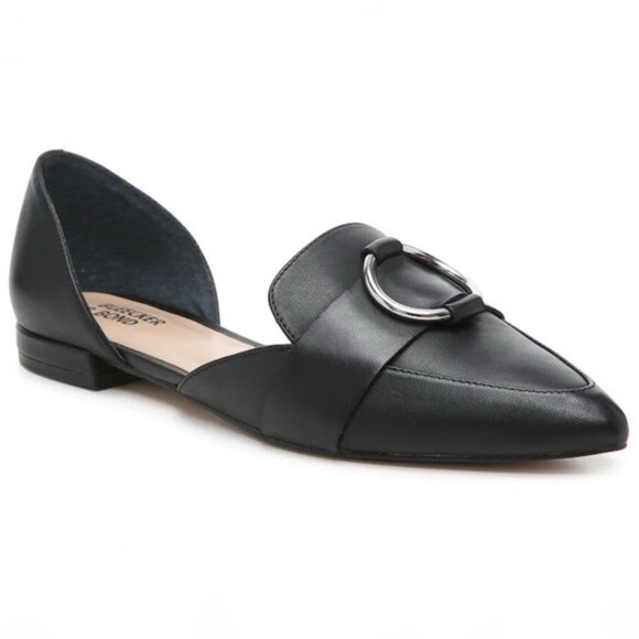 Bleecker & Bond Black Leather Pointed Toe Flats Women's Size 10 - Picture 10 of 10
